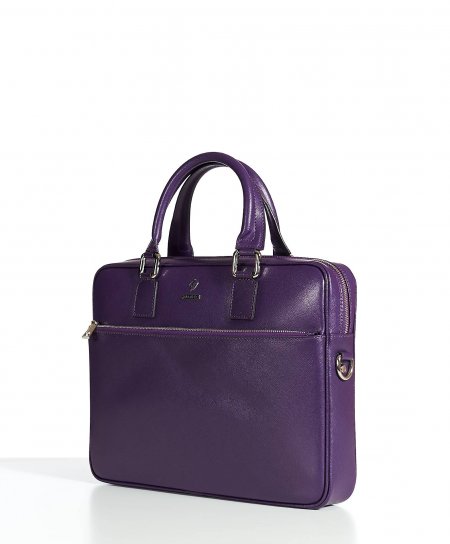 Violet 24h Briefcase in Saffiano calf leather with zip pocket