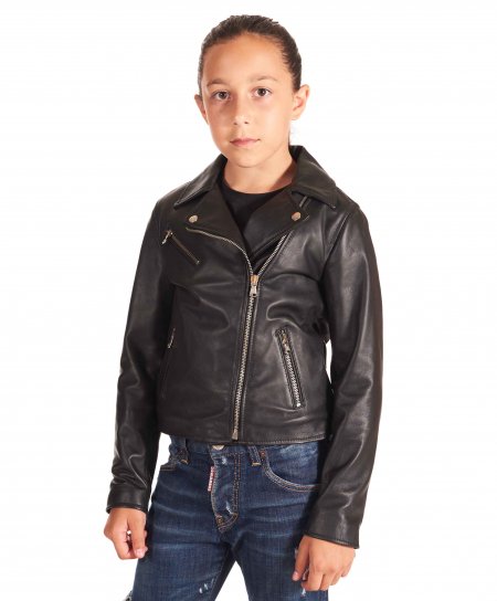 Black baby leather biker unisex biker jacket