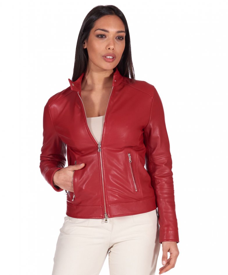Leather women leather jacket for girls red jacket Linda | D'Arienzo