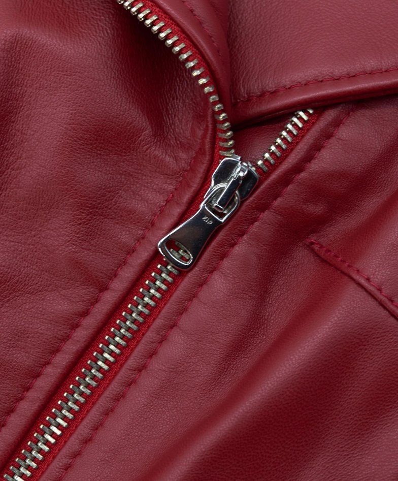 Women's Leather Jacket biker lamb leather red colour KBC | D'Arienzo