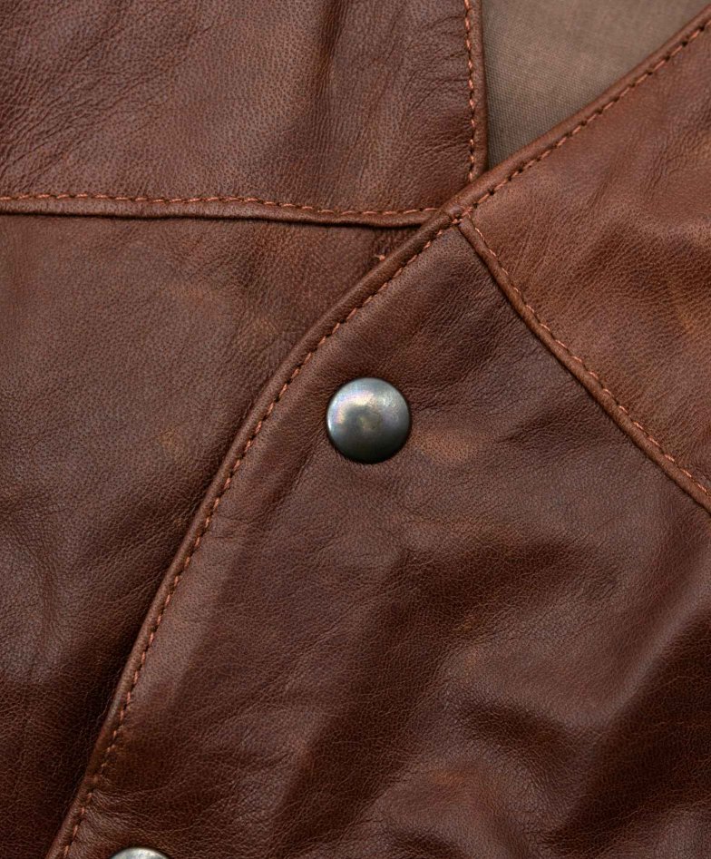 Gilet - Brown nappa leather vest classic style jacket