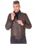 Bomber in pelle naturale testa di moro effetto vintage