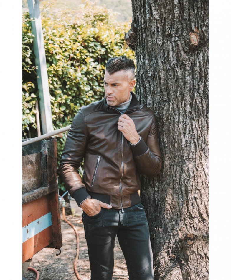Men's Real Leather Bomber Jacket Silver Napa Street Inspired Biker Style  275-Z (S For Chest 100 CM) at  Men's Clothing store