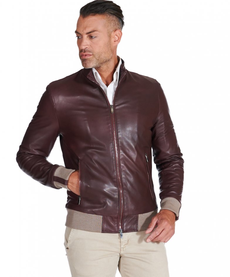 Speciaal vertrekken Onvervangbaar Men's leather bomber jacket bordeaux leather bomber jacket 106 | D'Arienzo