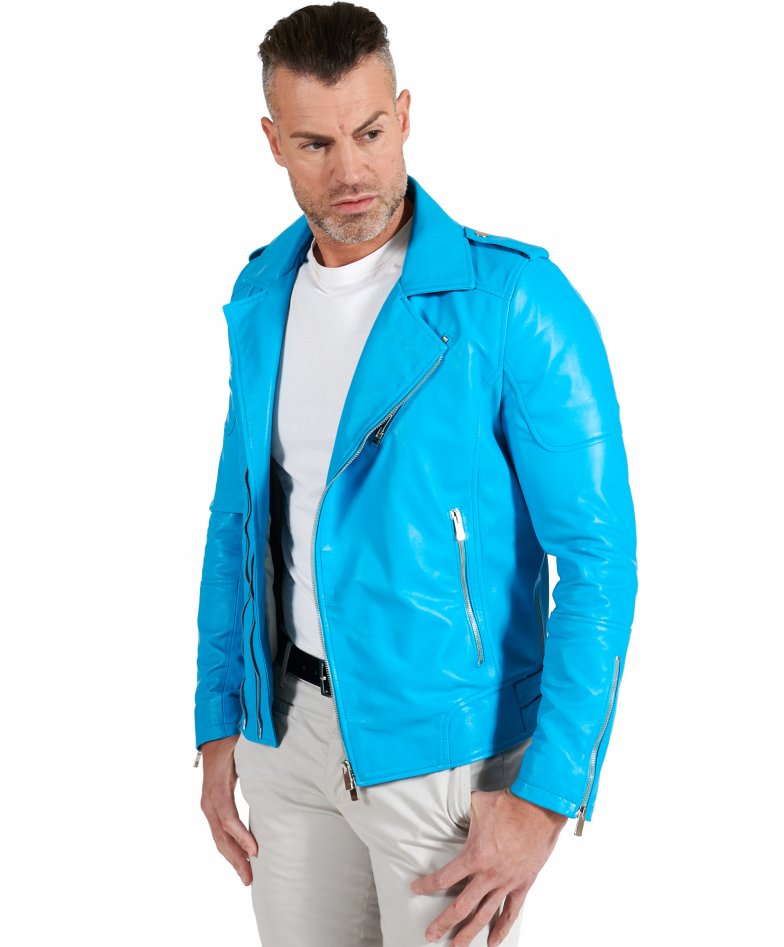 Blue Leather Jacket for Mens - Leather Blue Jacket