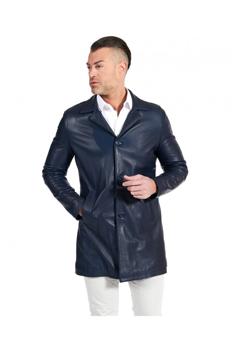 Blue lamb leather coat...