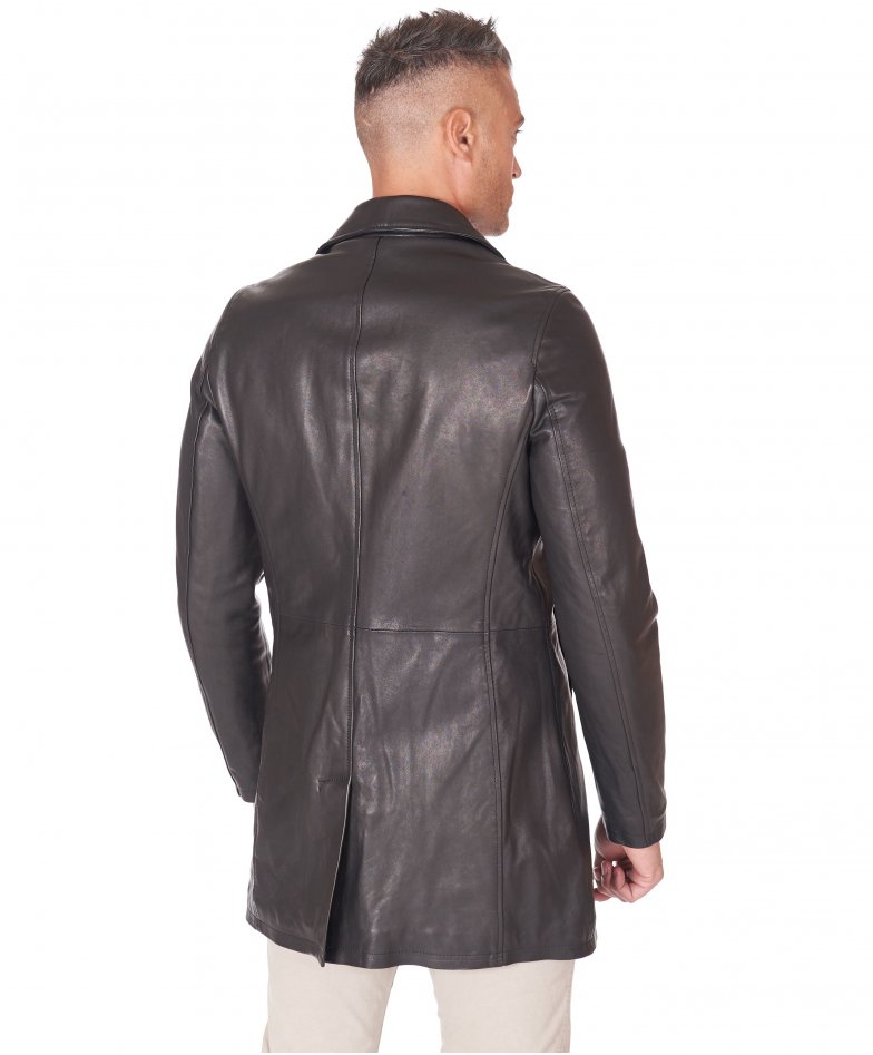 fjackets Leather Car Coat 3/4 Length Leather Coats Mens - Real Leather  Trench Coats For Men