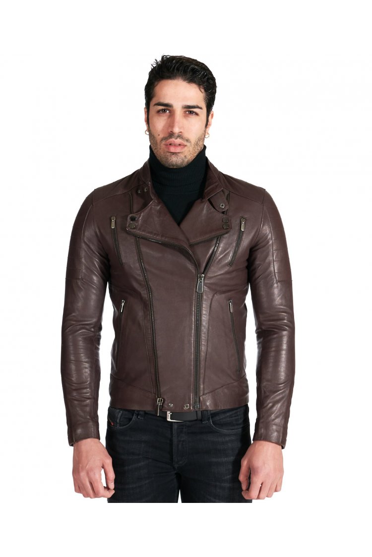 Brown nappa lamb leather...