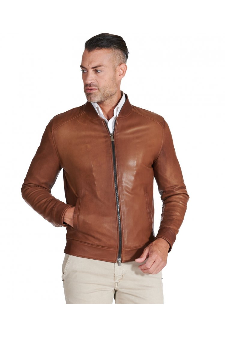 Tan vintage leather biker...