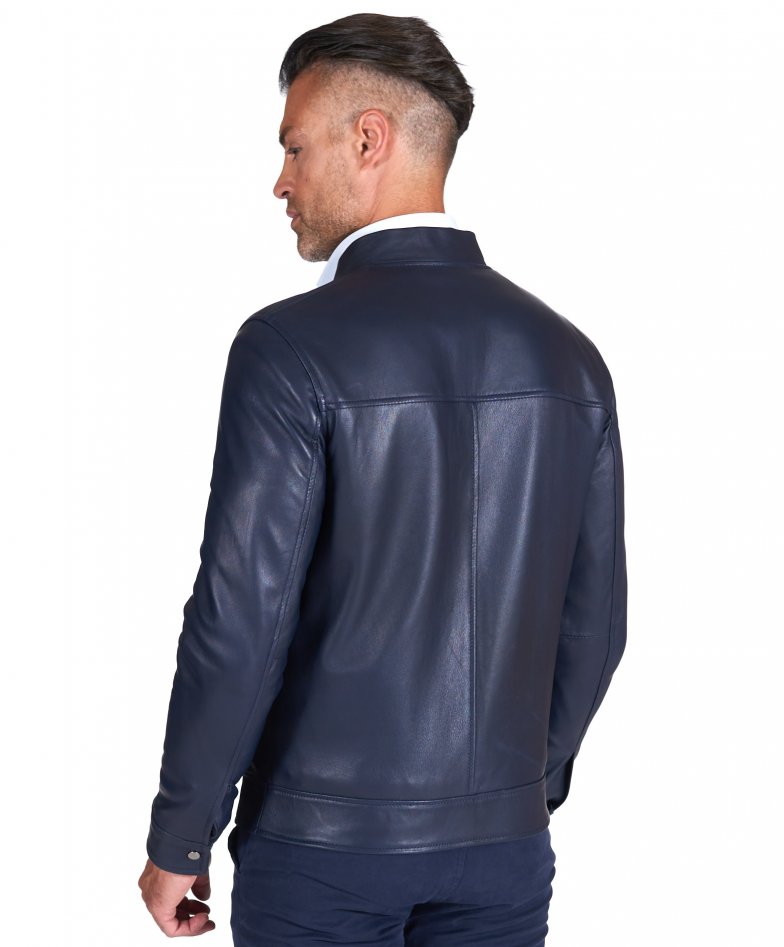 Genuine leather jacket mens blue leather jacket magnet pockets Marlon |  D\'Arienzo