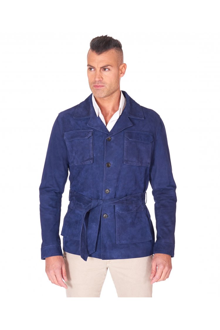 Blue suede lamb leather...