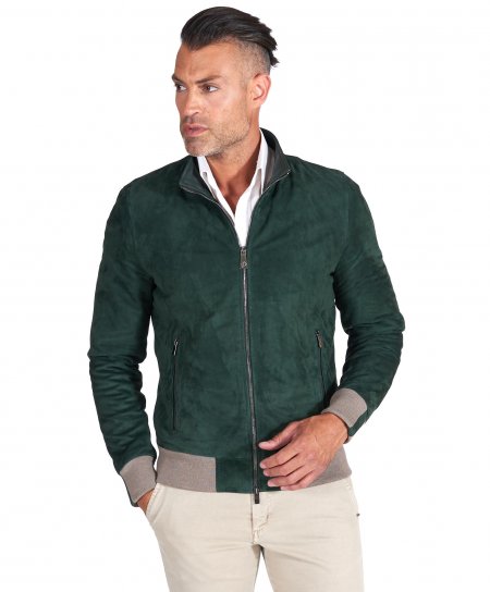 Green suede lamb leather...