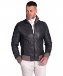 Giubbotto Bomber in pelle verde effetto vintage