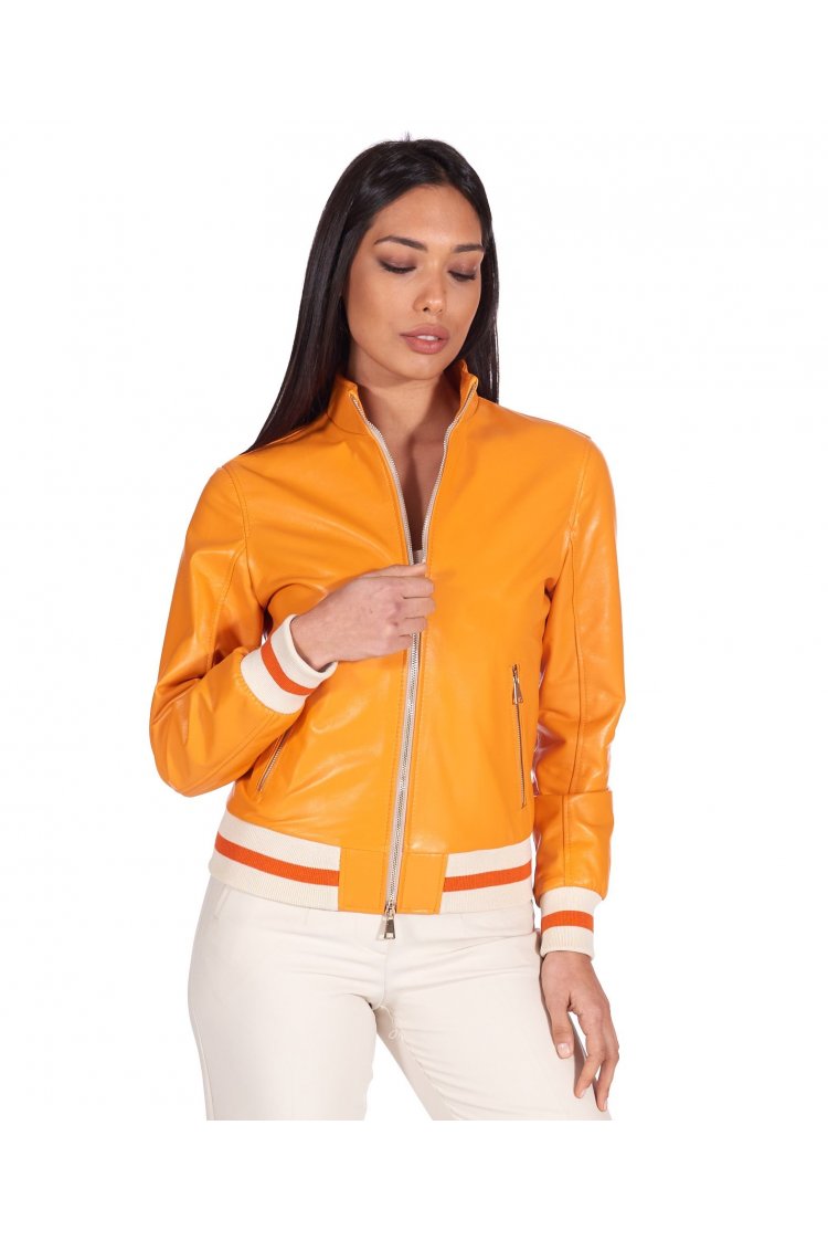 Orange nappa lamb leather...