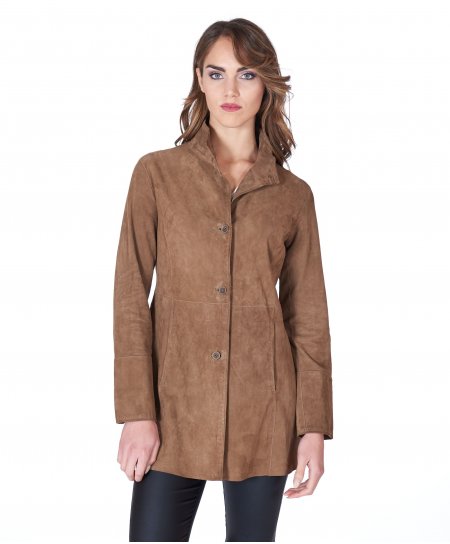 Tan suede unlined lamb leather coat