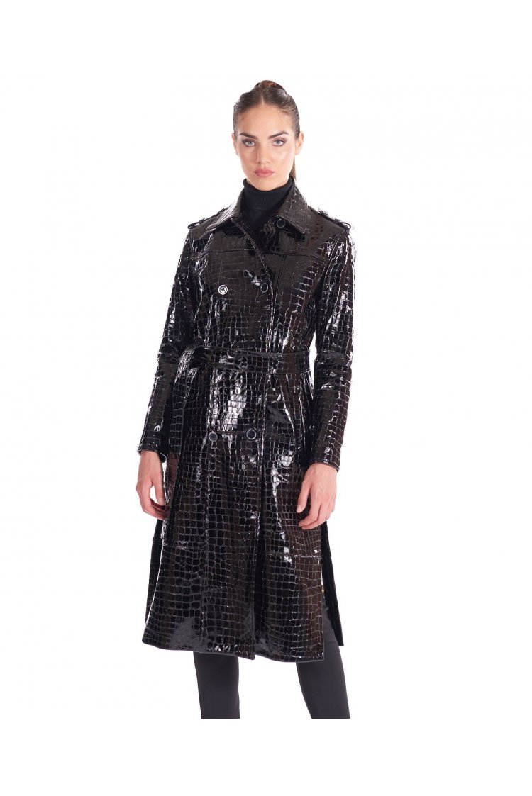 Black patent leather coat...