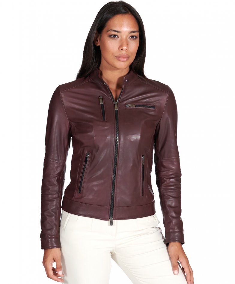 Labe heroïne rechtdoor Women's Leather Jacket leather jacket for girls bordeaux leather jacket  Giulia | D'Arienzo