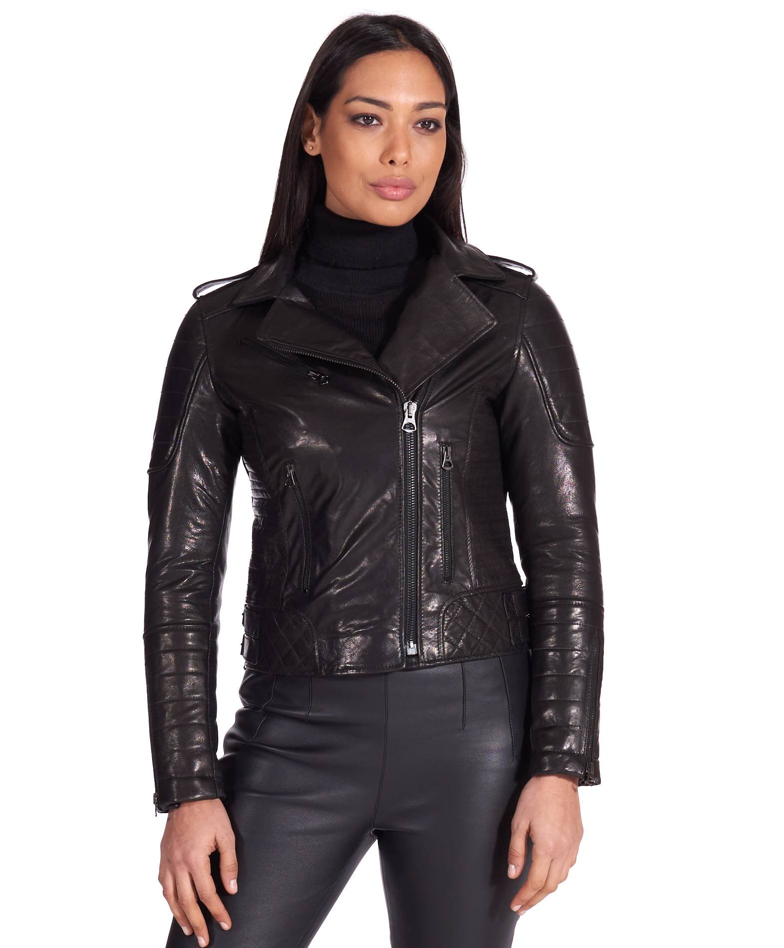 Leather Quilted Biker Jacket