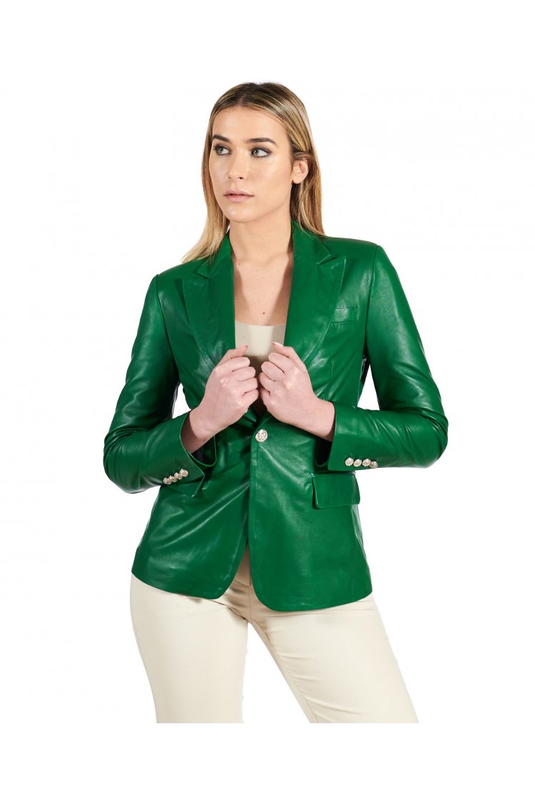 Green natural lamb leather...