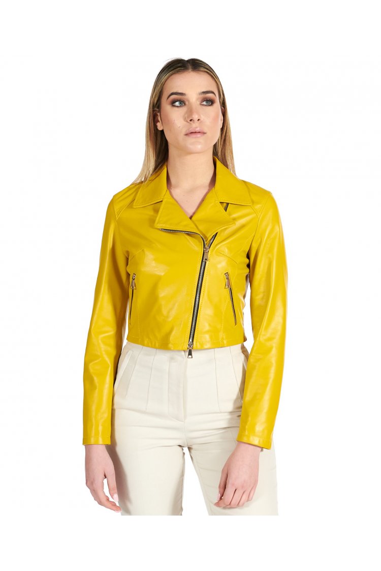 Yellow nappa lamb leather...