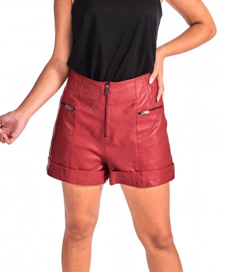Red natural lamb leather...
