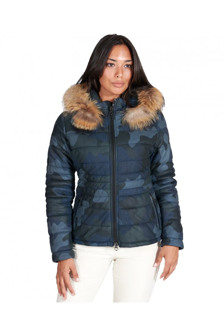 Military blue hooded nappa...