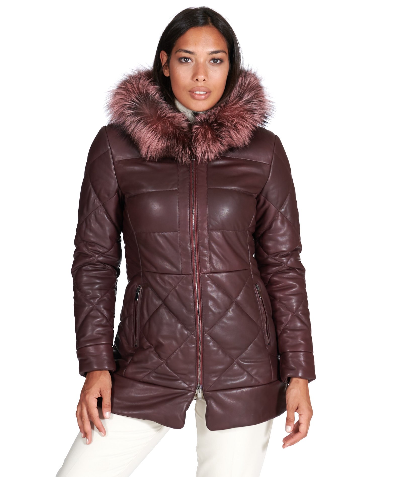 Genuine leather puffer jackets down leather jacket leather coat Chloe