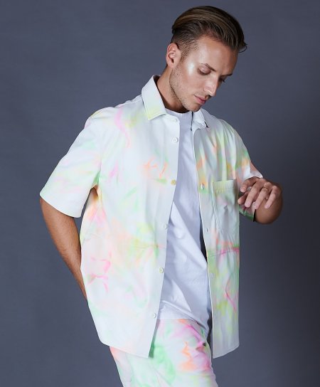 Multicolor white leather shirt unlined version 