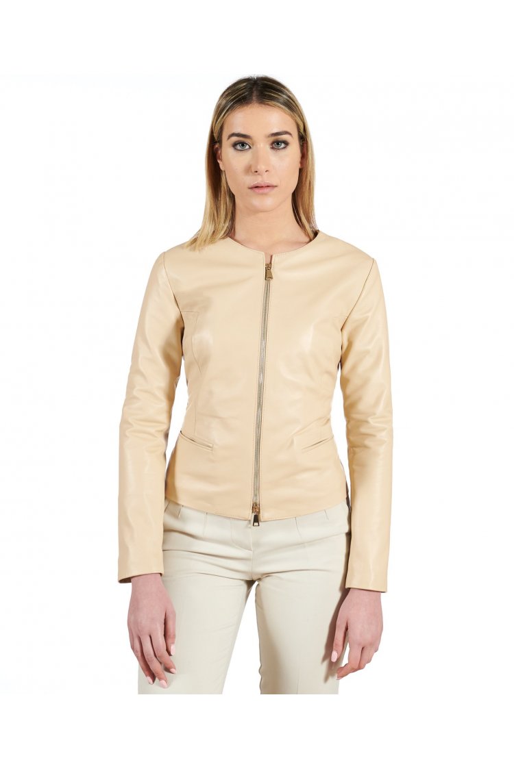 Beige nappa lamb leather...