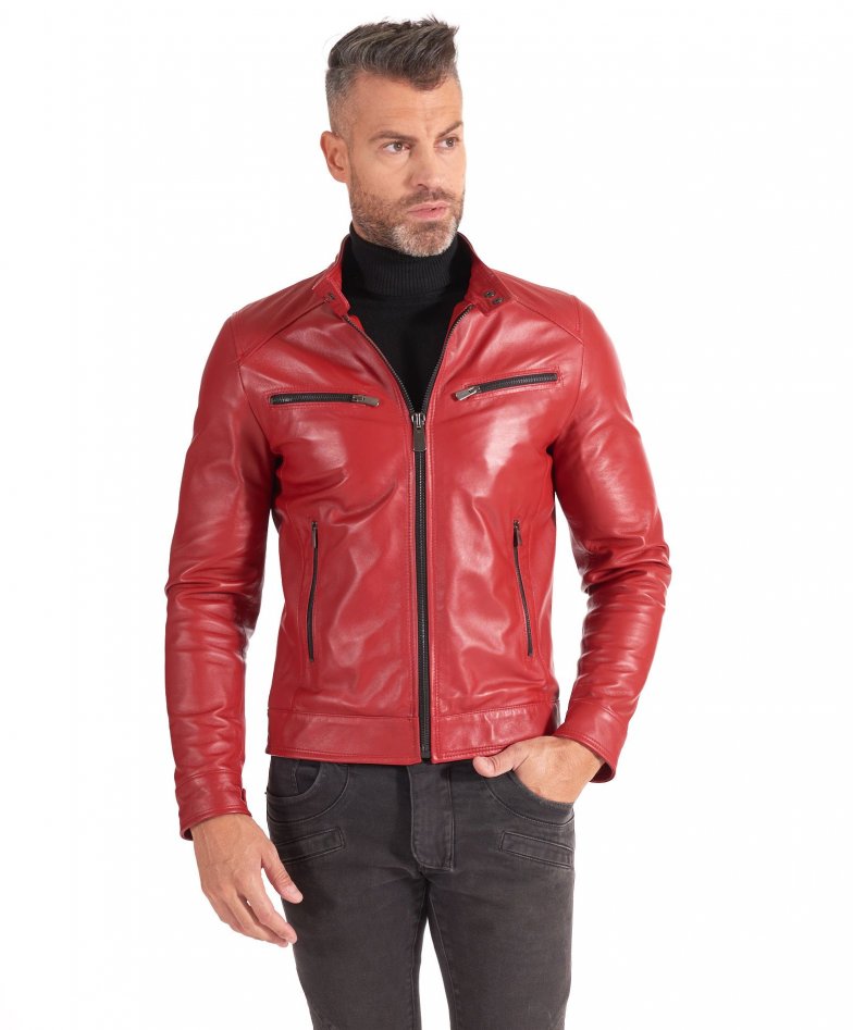 mens red leather jackets 