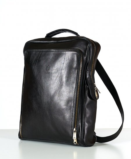 Black calf leather backpack...