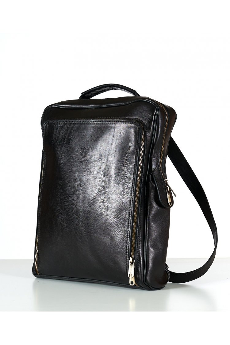 Black calf leather backpack...