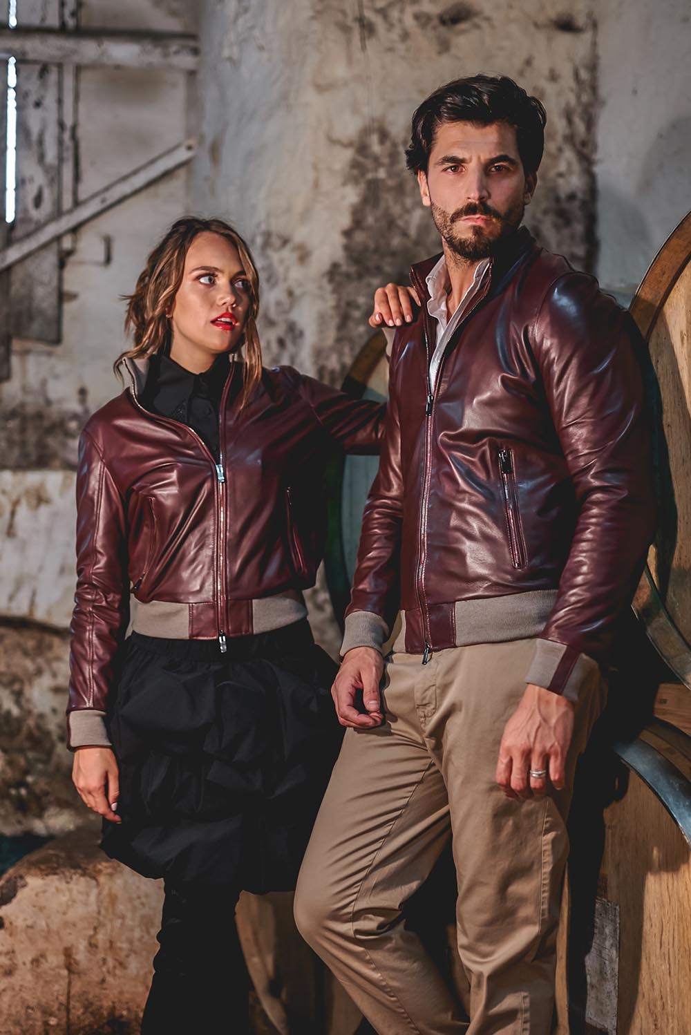 Bomber in pelle bordeaux