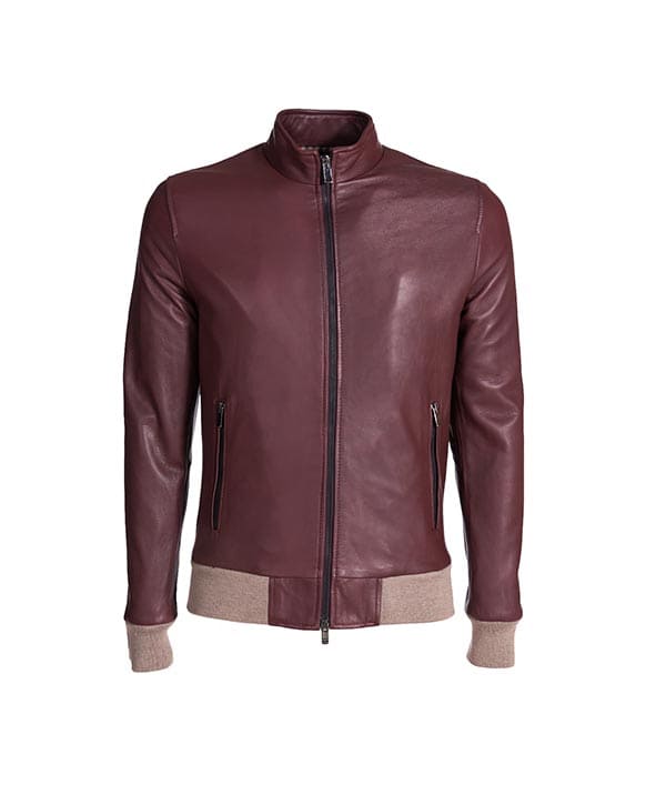 Bomber pelle uomo bordeaux