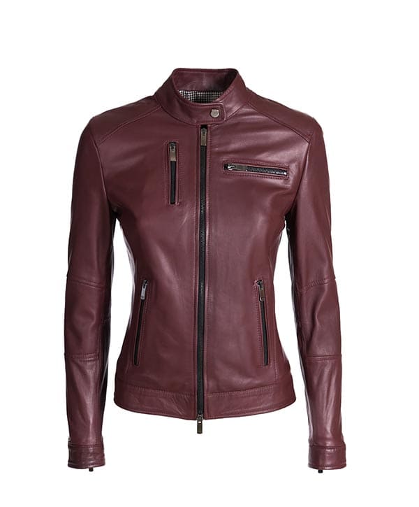 Giacca pelle donna bordeaux