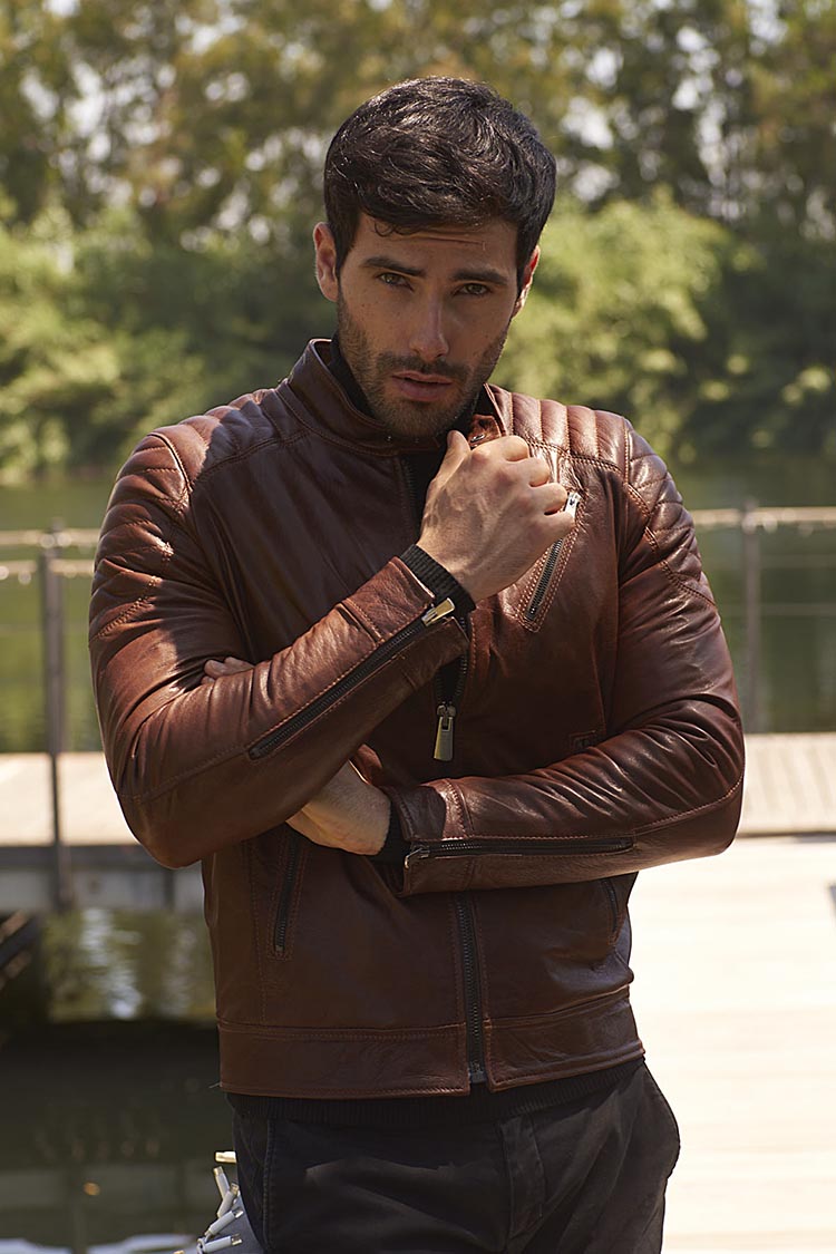 Giacca Pelle Uomo Classic Race Jacket Cognac