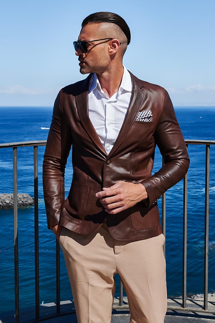 Blazer pelle marrone